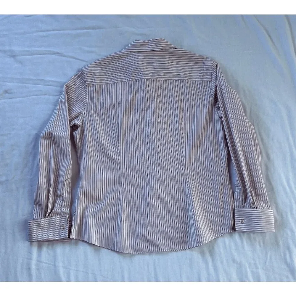 Brooks Brothers Petite Fitted Button Down Shirt, Red/White Stripe, Size 10P - Picture 4 of 7